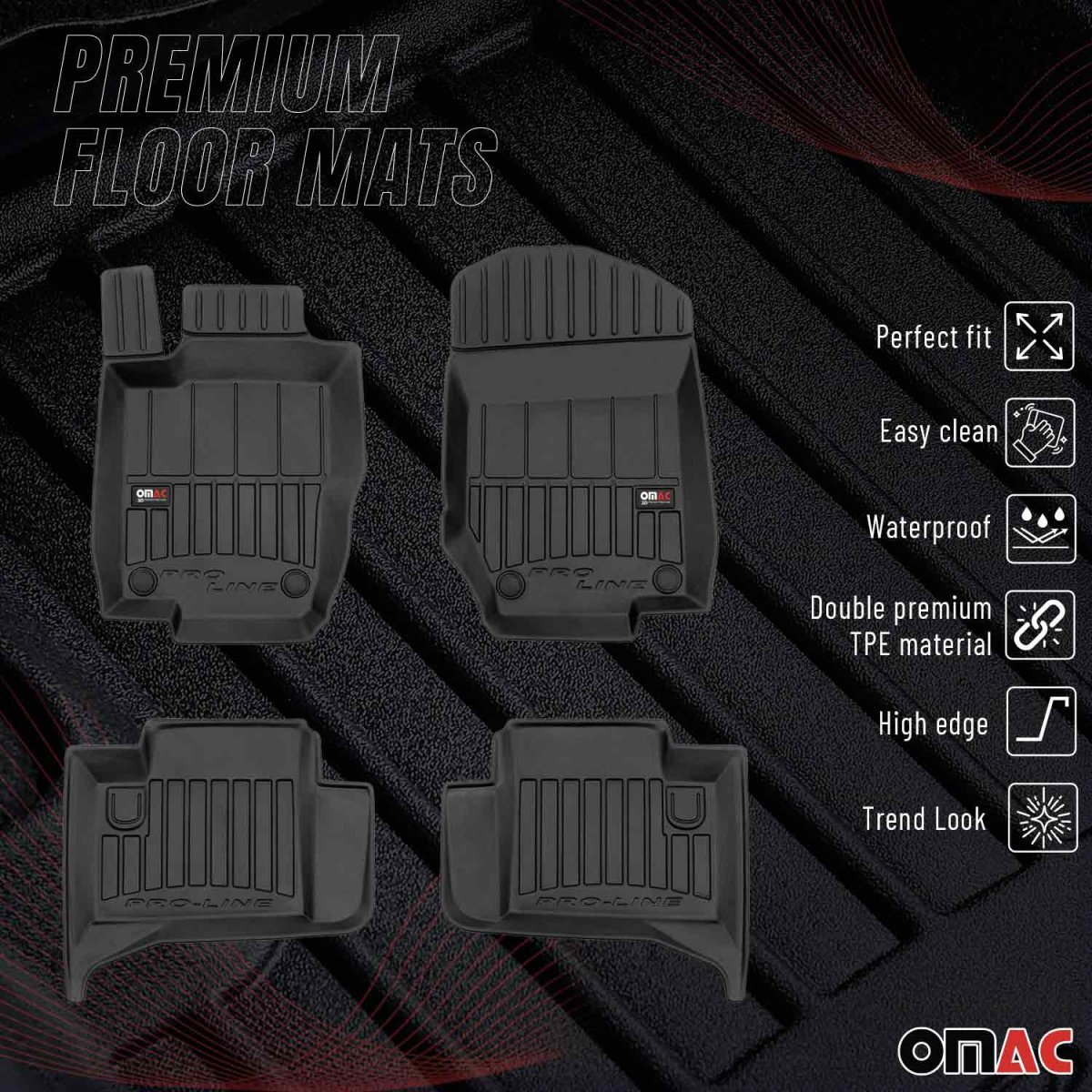 Mercedes M Class W164 Floor Mat - Omac - Proline Premium TPE - Black - '05-'11